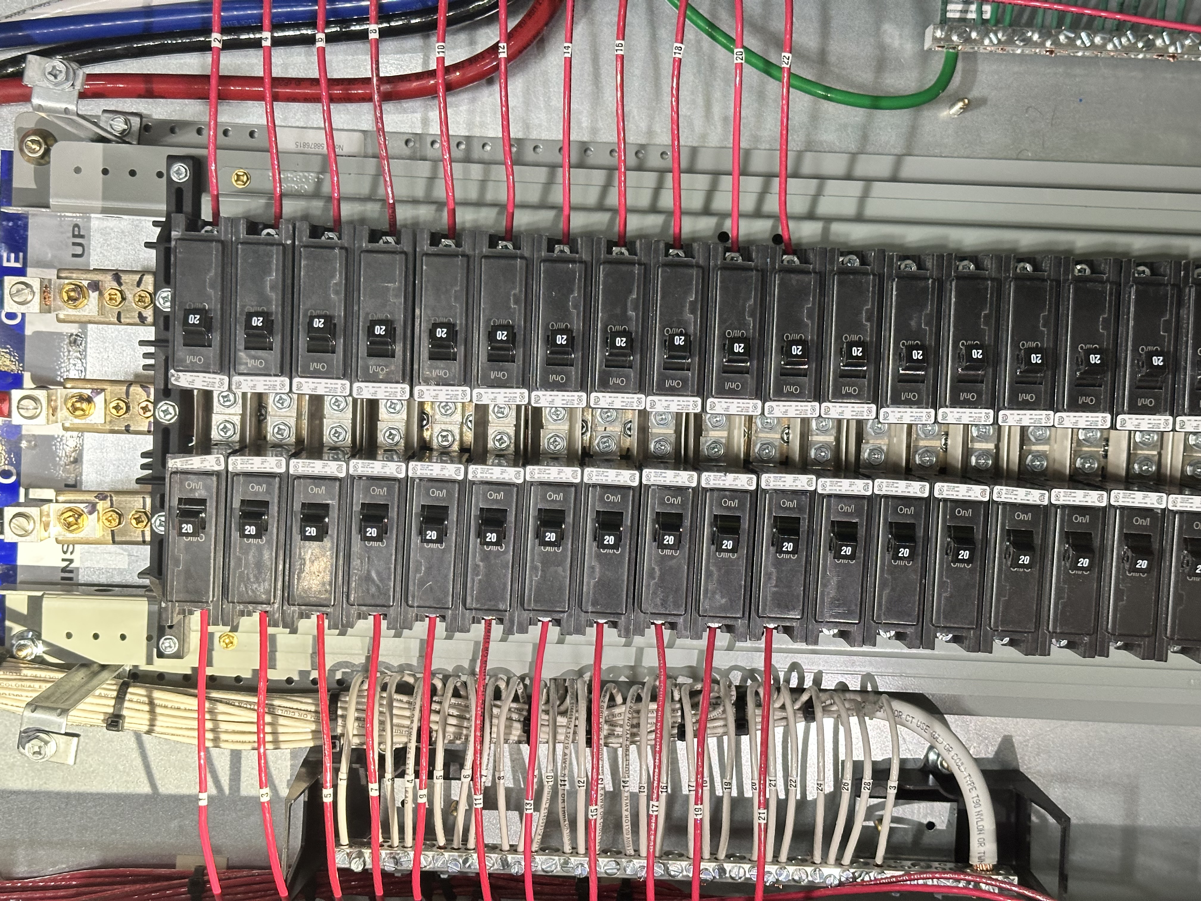 Electrical panel board with circuit breakers